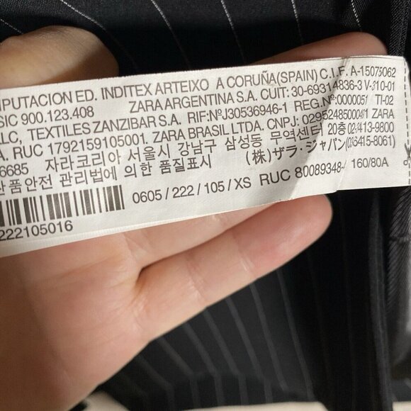 ZARA Pinstripe Blazer XS Black Double Breasted Gold Buttons Tailored Old Money - Picture 7 of 13